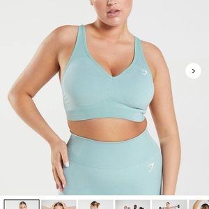 Gymshark Viral Seamless 2.00 V Neck Sports Bra - Pearl Blue Marl